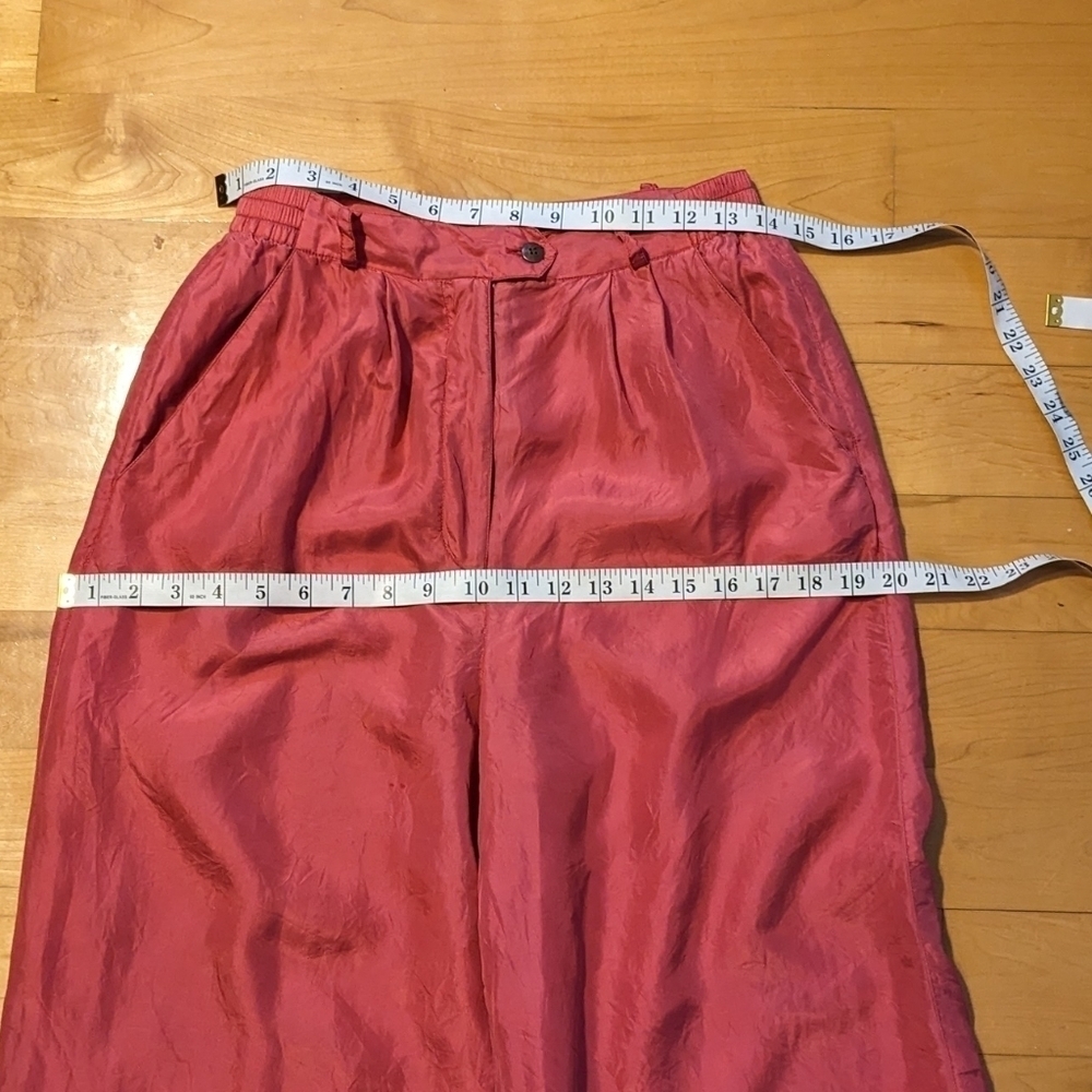 Vintage coral red pink wide leg hi rise crop pants size Small XS A3 - Picture 5 of 11